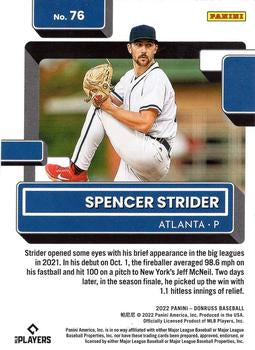 2022 Panini Donruss Spencer Strider Rated Rookies 76 Atlanta Braves