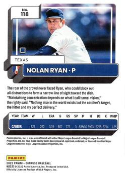 2022 Panini Donruss Nolan Ryan #118 Texas Rangers