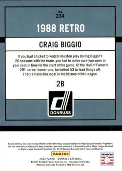 2022 Panini Donruss Retro 1988 Craig Biggio# 234 Houston Astros