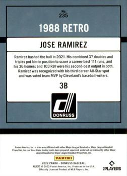 2022 Panini Donruss Yellow Retro 1988 Jose Ramirez #235 Cleveland Indians