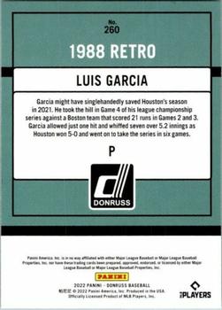 2022 Panini Donruss Retro 1988 Luis Garcia #260 Houston Astros