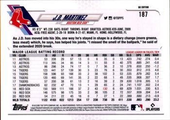 2021 Topps UK Edition J.D. Martinez #187 Boston Red Sox