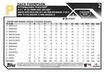 2023 Topps Zach Thompson #2 Pittsburgh Pirates