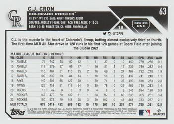 2023 Topps C.J. Cron #63 Colorado Rockies