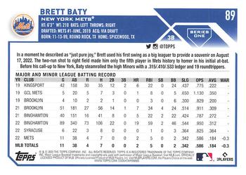 2023 Topps Brett Baty Rookie #89 New York Mets