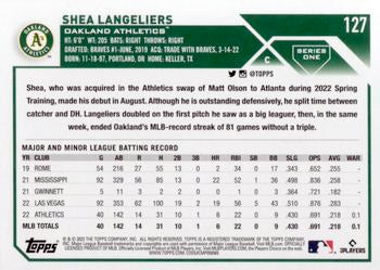 2023 Topps Shea Langeliers Rookie #127 Oakland Athletics