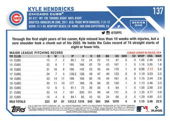 2023 Topps Kyle Hendricks #137 Chicago Cubs