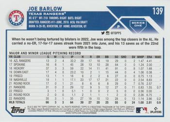 2023 Topps Joe Barlow #139 Texas Rangers