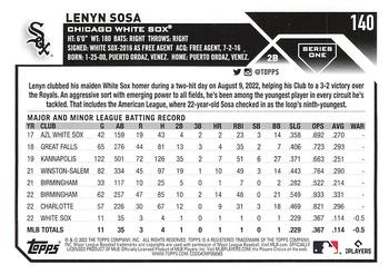 2023 Topps Lenyn Sosa Rookie #140 Chicago White Sox