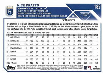 2023 Topps Nick Pratto Rookie #182 Kansas City Royals