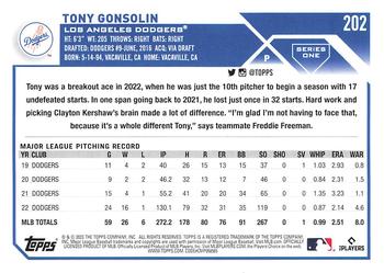 2023 Topps Tony Gonsolin #202 Los Angeles Dodgers