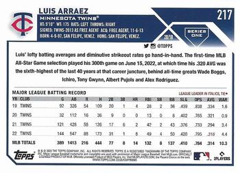 2023 Topps Luis Arraez #217 Minnesota Twins