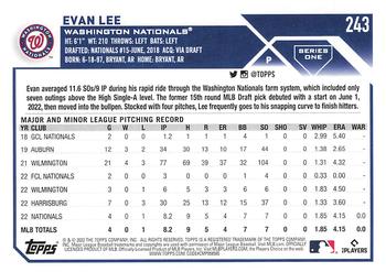 2023 Topps Evan Lee Rookie #243 Washington Nationals