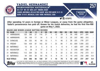 2023 Topps Yadiel Hernandez #257 Washington Nationals