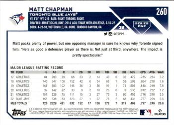 2023 Topps Matt Chapman #260 Toronto Blue Jays