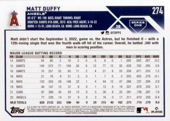 2023 Topps Matt Duffy #274 Angels