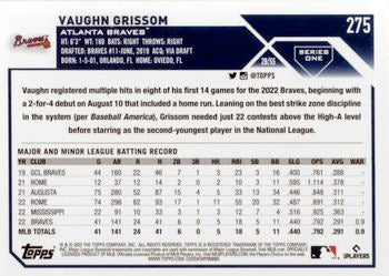 2023 Topps Vaughn Grissom Rookie #275 Atlanta Braves