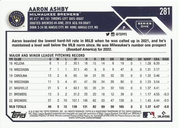 2023 Topps Aaron Ashby #281 Milwaukee Brewers