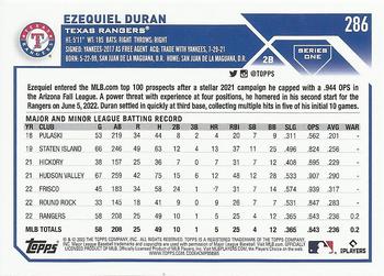 2023 Topps Ezequiel Duran Rookie #286 Texas Rangers