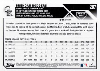 2023 Topps Brendan Rodgers #287 Colorado Rockies