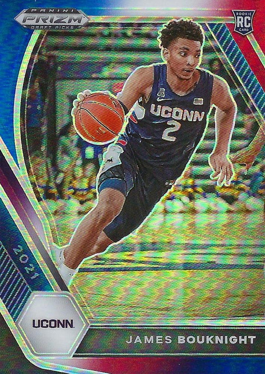 2021 Panini Prizm Draft Pick Red White & Blue #12 James Bouknight - Connecticut Huskies