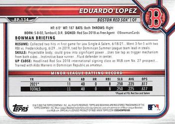 2022 Bowman 1st Bowman Eduardo Lopez BP-134 Boston Red Sox