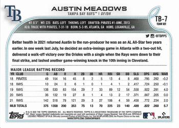 2022 Topps Austin Meadows #TB-7 Tampa Bay Rays