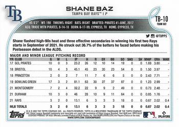 2022 Topps Shane Baz #TB-10 Tampa Bay Rays