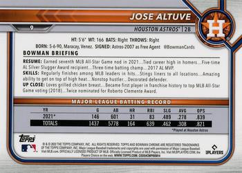 2022 Bowman Chrome Jose Altuve #9 Houston Astros