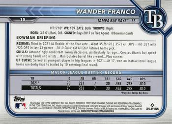 2022 Bowman Chrome Wander Franco (RC) #10 Tampa Bay Rays