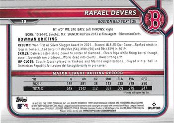 2022 Bowman Chrome Rafael Devers #18 Boston Red Sox