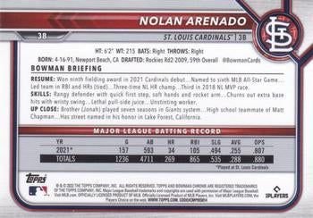 2022 Bowman Chrome Nolan Arenado #38 St. Louis Cardinals