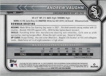 2022 Bowman Chrome Andrew Vaughn #41 Chicago White Sox