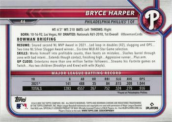 2022 Bowman Chrome Bryce Harper #46 Philadelphia Phillies