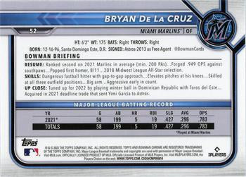 2022 Bowman Chrome Bryan De La Cruz RC #52 Miami Marlins