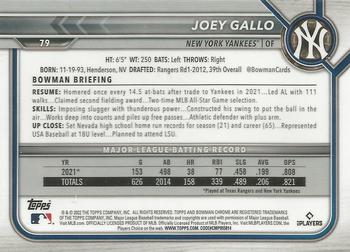 2022 Bowman Chrome Joey Gallo #79 New York Yankees
