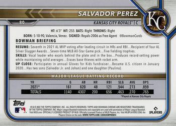 2022 Bowman Chrome Salvador Perez #80 Kansas City Royals
