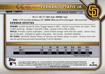 2022 Bowman Chrome Fernando Tatis Jr. #83 San Diego Padres