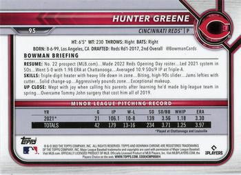 2022 Bowman Chrome Hunter Greene RC #95 Cincinnati Reds