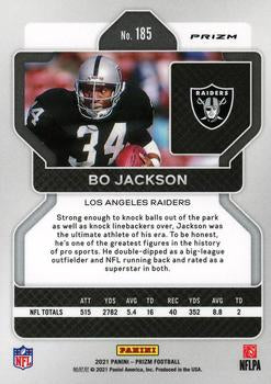 2021 Panini Prizm Football Bo Jackson Silver Prizm Parallel #185 Oakland Raiders