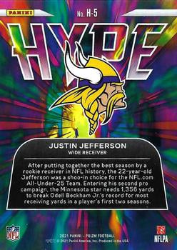 2021 Panini Prizm Hype #H5 JUSTIN JEFFERSON Minnesota Vikings