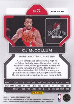 2021-22 Panini Green Prizm CJ McCollum #22 Portland Trail Blazers