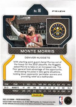 2021-22 Panini Silver Wave Prizm Monte Morris 16 Denver Nuggets