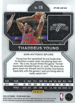 2021-22 Panini Silver Prizm Thaddeus Young 118 San Antonio Spurs