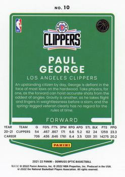 2021-22 Panini Donruss Optic Paul George Purple Refractor #10 Los Angeles Clippers