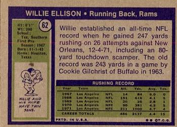 1972 Topps Willie Ellison RC #62  Los Angeles Rams