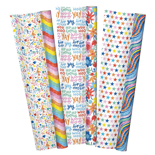 Pastel Brights Trio Gift Wrap, 3-Pack