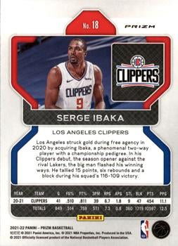 2021-22 Panini Silver Wave Prizm Serge Ibaka 18 Los Angeles Clippers