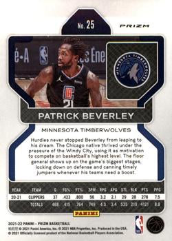 2021-22 Panini Silver Wave Prizm Patrick Beverley 25 Minnesota Timberwolves