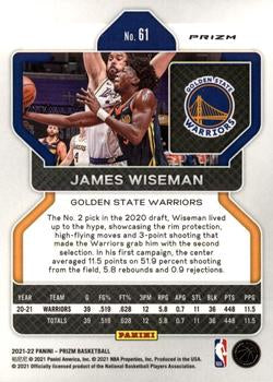 2021-22 Panini Silver Wave Prizm James Wiseman 61 Golden State Warriors